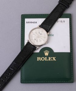 ROLEX - Cellini ref 5115 in oro bianco 18k, quadrante Argent bitonale con indici e numeri Romani, carica manuale con Garanzia originale  - Asta Orologio da polso e da tasca  - Associazione Nazionale - Case d'Asta italiane