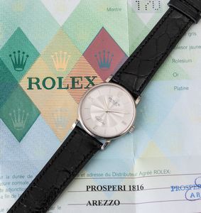 ROLEX - Cellini ref 5115 in oro bianco 18k, quadrante Argent bitonale con indici e numeri Romani, carica manuale con Garanzia originale  - Asta Orologio da polso e da tasca  - Associazione Nazionale - Case d'Asta italiane