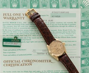 ROLEX - Date ref 15037 in oro giallo 18k, quadrante champagne con indici a bastone, movimento automatico con datario  - Asta Orologio da polso e da tasca  - Associazione Nazionale - Case d'Asta italiane