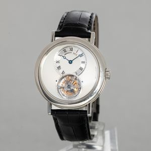 BREGUET - Classique Complication Tourbillon ref 5357 in platino, carica manuale, fondello a vista con lavorazione della platina a mano, quadrante bianco guilloch con scatola e garanzia  - Asta Orologio da polso e da tasca  - Associazione Nazionale - Case d'Asta italiane