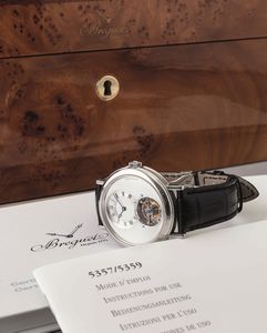 BREGUET - Classique Complication Tourbillon ref 5357 in platino, carica manuale, fondello a vista con lavorazione della platina a mano, quadrante bianco guilloch con scatola e garanzia  - Asta Orologio da polso e da tasca  - Associazione Nazionale - Case d'Asta italiane