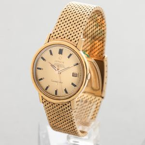 OMEGA - Costellation in oro giallo 18k, quadrante dorato con indici in Onice e datario, bracciale maglia milanese originale con chiusura a scatoletta, carica automatica  - Asta Orologio da polso e da tasca  - Associazione Nazionale - Case d'Asta italiane