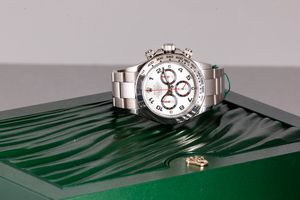 ROLEX - Daytona ref 116509 in oro bianco 18k, quadrante Racing bianco con numeri Arabi e contatori in contrasto.<BR>Completo di scatola e garanzia in eccellenti condizioni  - Asta Orologio da polso e da tasca  - Associazione Nazionale - Case d'Asta italiane