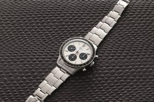 ROLEX - Daytona ref 6241 Cherry Logo carica manuale,in acciaio, quadrante Argent contatori neri a contrasto, ghiera nera in bachelite e pulsanti a pompa  - Asta Orologio da polso e da tasca  - Associazione Nazionale - Case d'Asta italiane