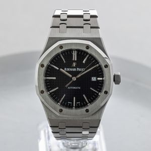 AUDEMARS PIGUET - Royal Oak 15400ST, in acciaio con quadrante nero Grande Tapissserie , indici lunghi e datario con fondello a vista, scatola e garanzia  - Asta Orologio da polso e da tasca  - Associazione Nazionale - Case d'Asta italiane