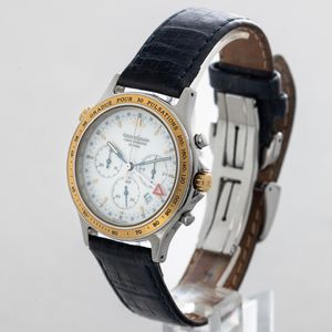 JAEGER-LECOULTRE - Reveil Heraion acciaio e oro quadrante bianco tre contatori con datario, movimento elettromeccanico e ghiera pulsometrica  - Asta Orologio da polso e da tasca  - Associazione Nazionale - Case d'Asta italiane