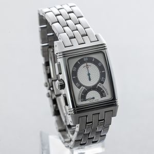 JEAGER LECOULTRE - Reverso Grand Sport Chrono in acciaio impermeabile reversibile con doppio quadrante bianco e bracciale in acciaio  - Asta Orologio da polso e da tasca  - Associazione Nazionale - Case d'Asta italiane