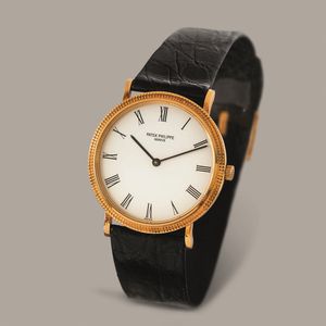 PATEK PHILIPPE - Calatrava Clos de Paris al quarzo, quadrante bianco con numeri Romani, cassa in oro 18k con fondello a scatto  - Asta Orologio da polso e da tasca  - Associazione Nazionale - Case d'Asta italiane