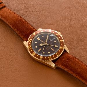 ROLEX - GMT Master ref 1675 Occhio di Tigre in oro giallo 18k, quadrante Nipple marrone, ghiera girevole, movimento automatico  - Asta Orologio da polso e da tasca  - Associazione Nazionale - Case d'Asta italiane