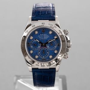 ROLEX - Daytona ref 16519 in oro bianco 18k con quadrante in Sodalite e indici in brillanti, ghiera Tachimetrica, movimento automatico con scatola garanzia e service Rolex  - Asta Orologio da polso e da tasca  - Associazione Nazionale - Case d'Asta italiane