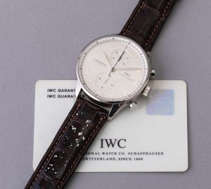 IWC - Portoghese ref 3714 in oro bianco 18k, cronografo due contatori verticali, quadrante Argent con numeri Arabi con scatola e garanzia  - Asta Orologio da polso e da tasca  - Associazione Nazionale - Case d'Asta italiane