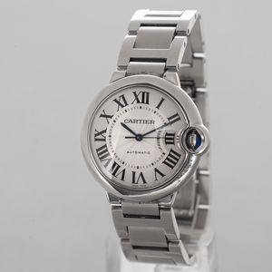 CARTIER - Ballon Bleu in acciaio con quadrante Argent con numeri Romani, movimento automatico  - Asta Orologio da polso e da tasca  - Associazione Nazionale - Case d'Asta italiane