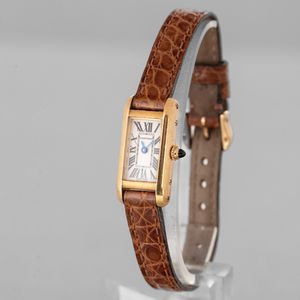 CARTIER - Tank Allonge Lady in oro giallo 18k, quadrante Argent con numeri Romani, movimento al quarzo  - Asta Orologio da polso e da tasca  - Associazione Nazionale - Case d'Asta italiane