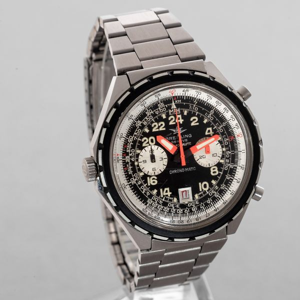 BREITLING - Cosmonaute Chrono-Matic in acciaio con movimento automatico, datario ghiera e rehaut girevoli con indicazione delle 24 ore. quadrante nero con numeri Arabi luminosi  - Asta Orologi da Polso e da Tasca - Associazione Nazionale - Case d'Asta italiane