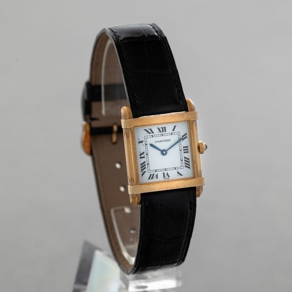 CARTIER - Tank Chinoise in oro giallo 18k, quadrante bianco con numeri Romani, movimento al quarzo, con scatola e garanzia  - Asta Orologi da Polso e da Tasca - Associazione Nazionale - Case d'Asta italiane