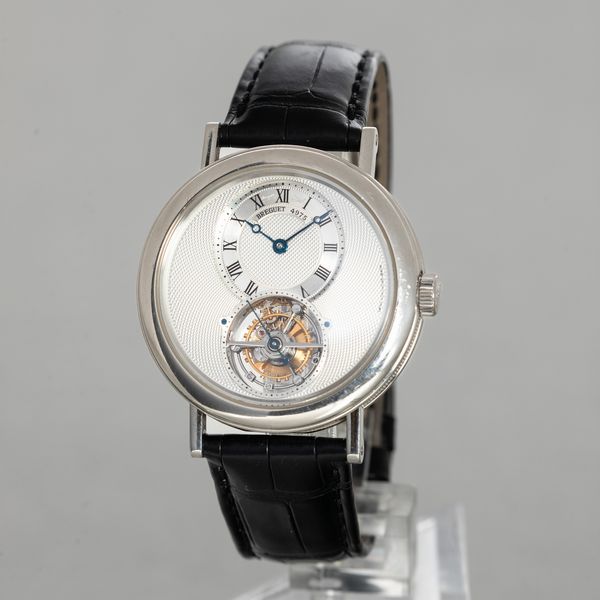 BREGUET - Classique Complication Tourbillon ref 5357 in platino, carica manuale, fondello a vista con lavorazione della platina a mano, quadrante bianco guilloch con scatola e garanzia  - Asta Orologi da Polso e da Tasca - Associazione Nazionale - Case d'Asta italiane