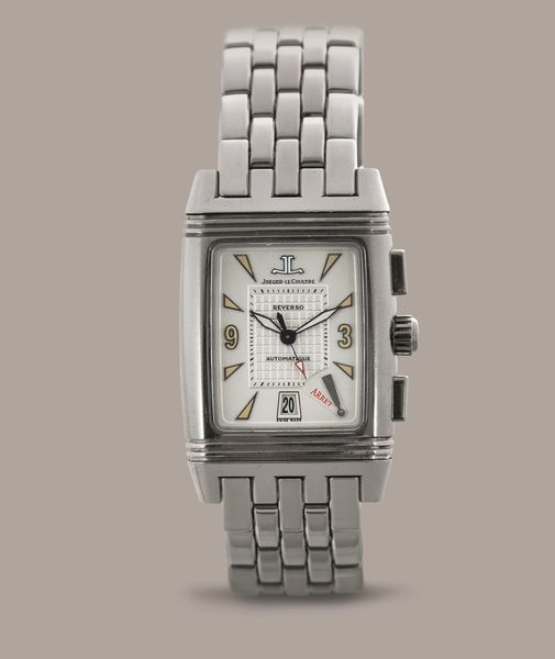 JEAGER LECOULTRE - Reverso Grand Sport Chrono in acciaio impermeabile reversibile con doppio quadrante bianco e bracciale in acciaio  - Asta Orologi da Polso e da Tasca - Associazione Nazionale - Case d'Asta italiane