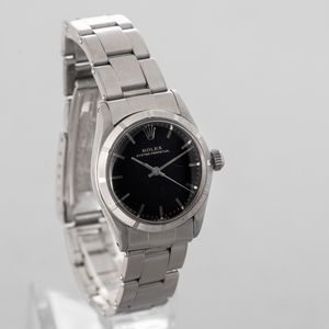 ROLEX - Oyster Perpetual ref 6549 in acciaio, quadrante nero Gilt con inidci a bastone, bracciale Oyster rivettato con movimento automatico  - Asta Orologi da Polso e da Tasca - Associazione Nazionale - Case d'Asta italiane