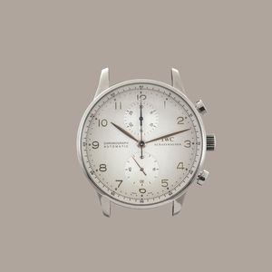 IWC - Portoghese ref 3714 in oro bianco 18k, cronografo due contatori verticali, quadrante Argent con numeri Arabi con scatola e garanzia  - Asta Orologi da Polso e da Tasca - Associazione Nazionale - Case d'Asta italiane