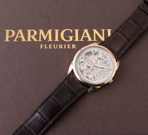 PARMIGIANI FLEURIER - Tonda Squelette 1950 in oro rosa 18k, quadrante scheletrato, movimento automatico con scatola e garanzia mai indossato  - Asta Orologi da Polso e da Tasca - Associazione Nazionale - Case d'Asta italiane