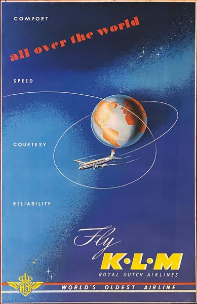 Johan Van Nisius : Fly KLM All over the World  - Asta POP Culture e Manifesti d'Epoca - Associazione Nazionale - Case d'Asta italiane