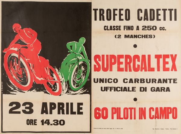 F. Richetto : Concorso Motociclistico Trofeo Cadetti Supercaltex  - Asta POP Culture e Manifesti d'Epoca - Associazione Nazionale - Case d'Asta italiane