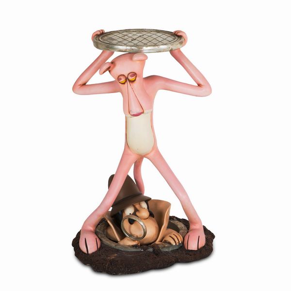 Statua Pantera Rosa e ispettore Clouseau con vassoio  - Asta POP Culture e Manifesti d'Epoca - Associazione Nazionale - Case d'Asta italiane