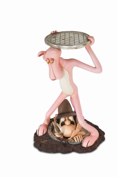 Statua Pantera Rosa e ispettore Clouseau con vassoio  - Asta POP Culture e Manifesti d'Epoca - Associazione Nazionale - Case d'Asta italiane
