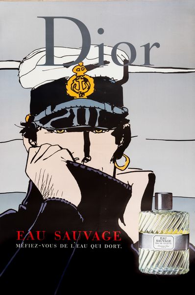 Hugo Pratt : Dior Eau Sauvage - Corto Maltese  - Asta POP Culture e Manifesti d'Epoca - Associazione Nazionale - Case d'Asta italiane