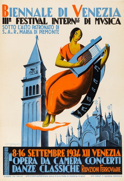 G. Piombanti : Biennale di Venezia Festival Internazionale Musica 1934  - Asta POP Culture e Manifesti d'Epoca - Associazione Nazionale - Case d'Asta italiane