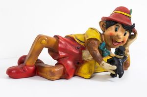 Disney: Statua Pinocchio con grillo parlante  - Asta POP Culture e Manifesti d'Epoca - Associazione Nazionale - Case d'Asta italiane