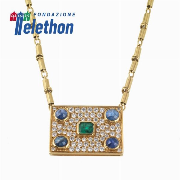 COLLANA CON PIETRE DI COLORE E DIAMANTI  - Asta Gioielli - Associazione Nazionale - Case d'Asta italiane