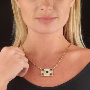 COLLANA CON PIETRE DI COLORE E DIAMANTI  - Asta Gioielli - Associazione Nazionale - Case d'Asta italiane