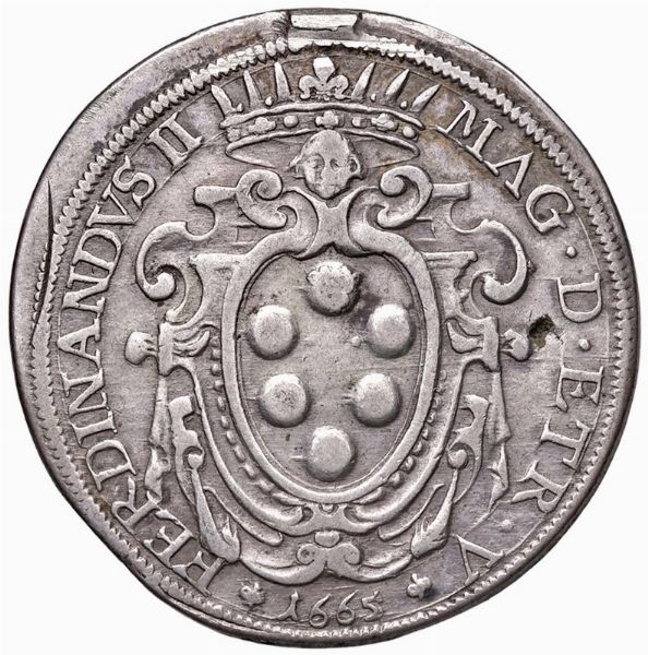 LIVORNO. FERDINANDO II DE’ MEDICI (1621-1670) PEZZA DELLA ROSA 1665  - Asta Medaglie napoleoniche, monete toscane di grande modulo. Aurea: monete e medaglie d'oro - Associazione Nazionale - Case d'Asta italiane