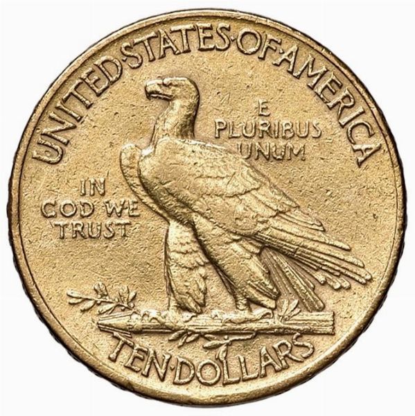 STATI UNITI. 10 DOLLARI 1908 INDIAN HEAD  - Asta Medaglie napoleoniche, monete toscane di grande modulo. Aurea: monete e medaglie d'oro - Associazione Nazionale - Case d'Asta italiane