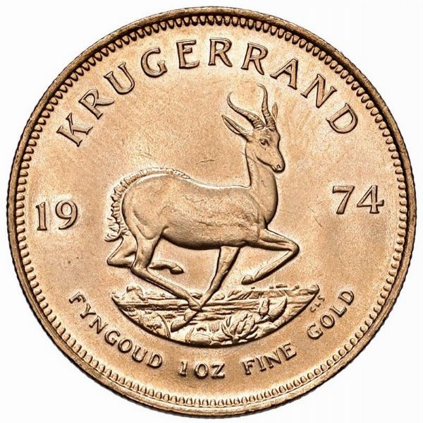 SUDAFRICA. KRUGERRAND 1974  - Asta Medaglie napoleoniche, monete toscane di grande modulo. Aurea: monete e medaglie d'oro - Associazione Nazionale - Case d'Asta italiane