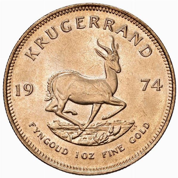 SUDAFRICA. KRUGERRAND 1974  - Asta Medaglie napoleoniche, monete toscane di grande modulo. Aurea: monete e medaglie d'oro - Associazione Nazionale - Case d'Asta italiane