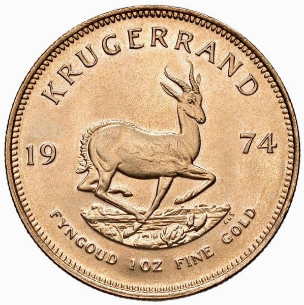 SUDAFRICA. KRUGERRAND 1974  - Asta Medaglie napoleoniche, monete toscane di grande modulo. Aurea: monete e medaglie d'oro - Associazione Nazionale - Case d'Asta italiane