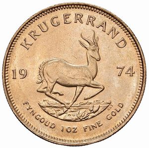 SUDAFRICA. KRUGERRAND 1974  - Asta Medaglie napoleoniche, monete toscane di grande modulo. Aurea: monete e medaglie d'oro - Associazione Nazionale - Case d'Asta italiane