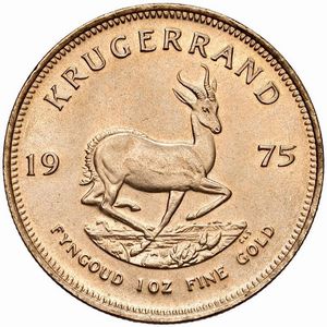 SUDAFRICA. KRUGERRAND 1975  - Asta Medaglie napoleoniche, monete toscane di grande modulo. Aurea: monete e medaglie d'oro - Associazione Nazionale - Case d'Asta italiane