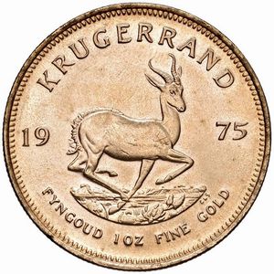 SUDAFRICA. KRUGERRAND 1975  - Asta Medaglie napoleoniche, monete toscane di grande modulo. Aurea: monete e medaglie d'oro - Associazione Nazionale - Case d'Asta italiane