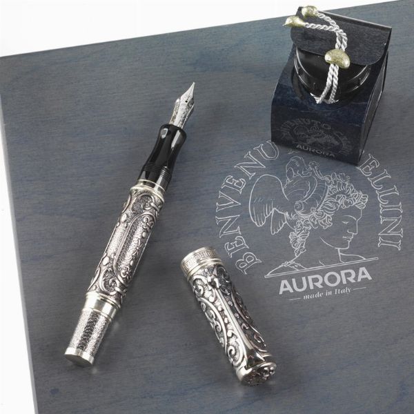 AURORA "BENVENUTO CELLINI" EDIZIONE LIMITATA PENNA STILOGRAFICA IN ARGENTO N. 0344/1919  - Asta Orologi e penne - Associazione Nazionale - Case d'Asta italiane