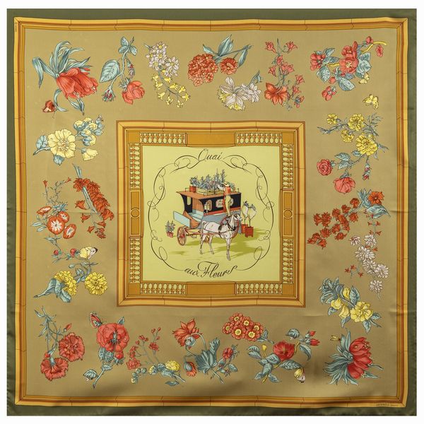 Hermes foulard vintage collezione Quai Aux Fleurs  - Asta Gioielli Orologi e Fashion Vintage - Associazione Nazionale - Case d'Asta italiane