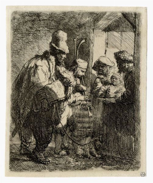 REMBRANDT HARMENSZOON VAN RIJN : I suonatori ambulanti.  - Asta Arte antica, moderna e contemporanea - Associazione Nazionale - Case d'Asta italiane