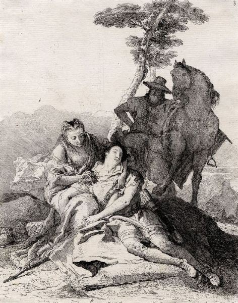 GIANDOMENICO TIEPOLO : Medoro esangue (Angelica guarisce la ferita di Medoro).  - Asta Arte antica, moderna e contemporanea - Associazione Nazionale - Case d'Asta italiane