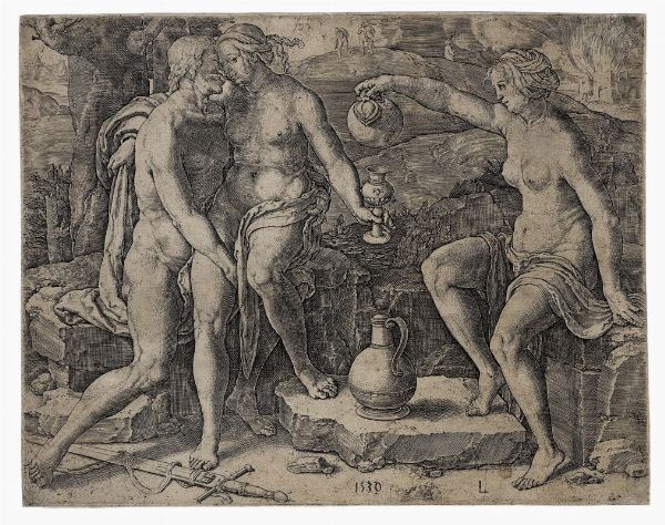 LUCAS VAN LEYDEN : Lot e le figlie.  - Asta Arte antica, moderna e contemporanea - Associazione Nazionale - Case d'Asta italiane