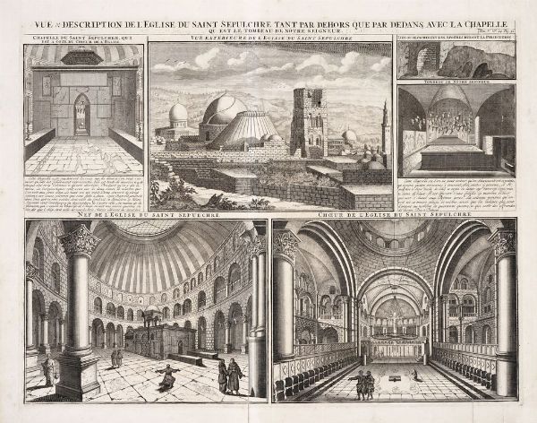 HENRI ABRAHAM CHATELAIN : Vue & Description de l'Eglise du Saint Sepulchre Tant par Dehors que par dedans avec la Chapelle qu est la tombeau du Notre Seigneur.  - Asta Arte antica, moderna e contemporanea - Associazione Nazionale - Case d'Asta italiane