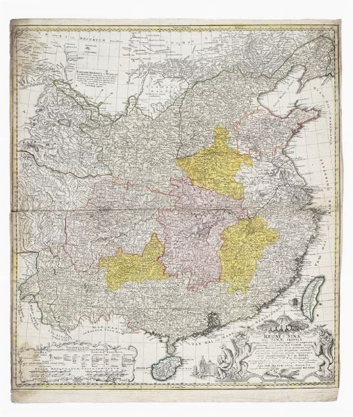 EREDI JOHANN BAPTIST HOMANN : Regni Sinae vel Sinae Propriae Mappa et Descriptio Geographica...  - Asta Arte antica, moderna e contemporanea - Associazione Nazionale - Case d'Asta italiane