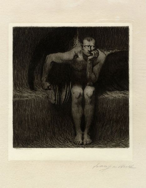 FRANZ VON STUCK : Lucifer.  - Asta Arte antica, moderna e contemporanea - Associazione Nazionale - Case d'Asta italiane