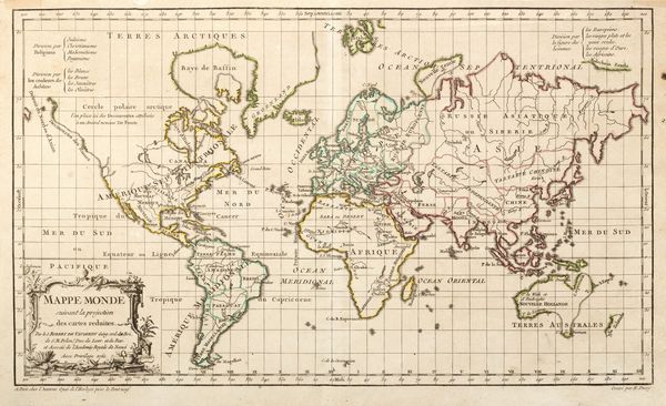 Gilles-Robert de Vaugondy : Mappe monde - suivant la projection des cartes reduites  - Asta Libri, autografi e stampe - Associazione Nazionale - Case d'Asta italiane